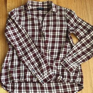 Madewell Wrap Front Shirt in Burgundy Plaid